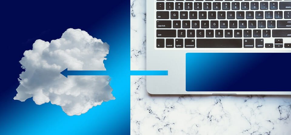 cloud image concept image - laptop computer & cumulus cloud