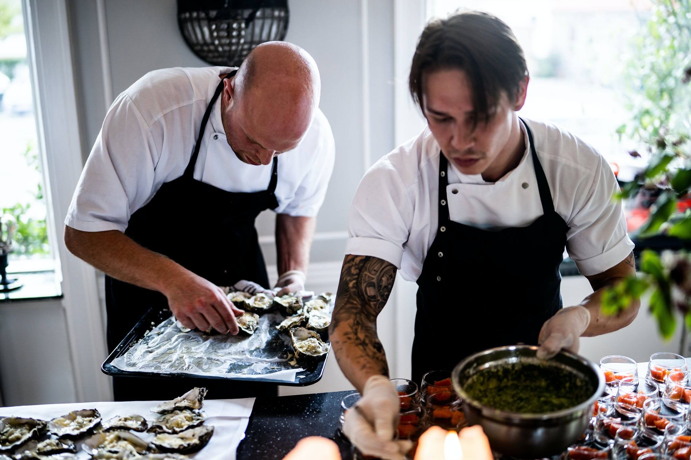 caterers preparing food