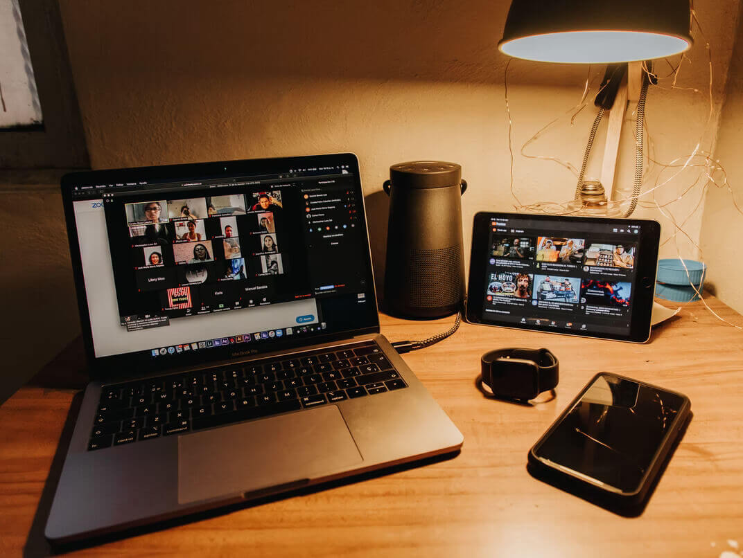 computer tablet and cellphone on table