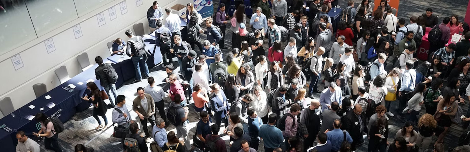 crowd of people at trade show