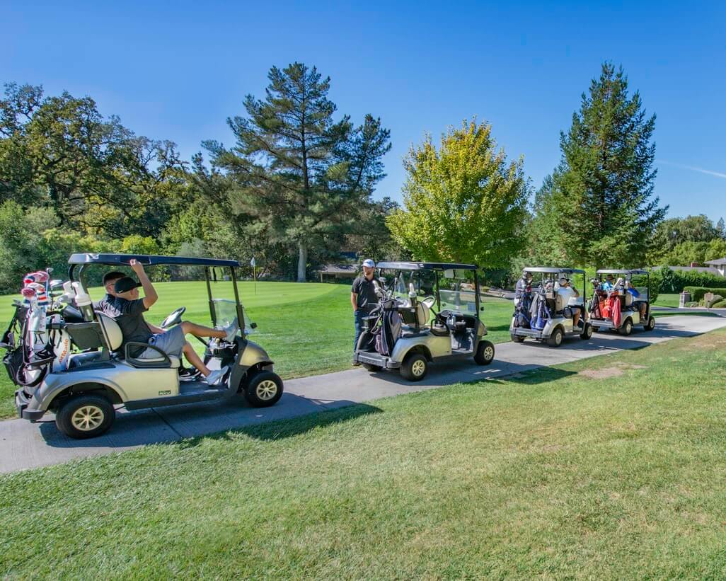 members using golf carts at Round Hill Golf Club, Alamo, CA