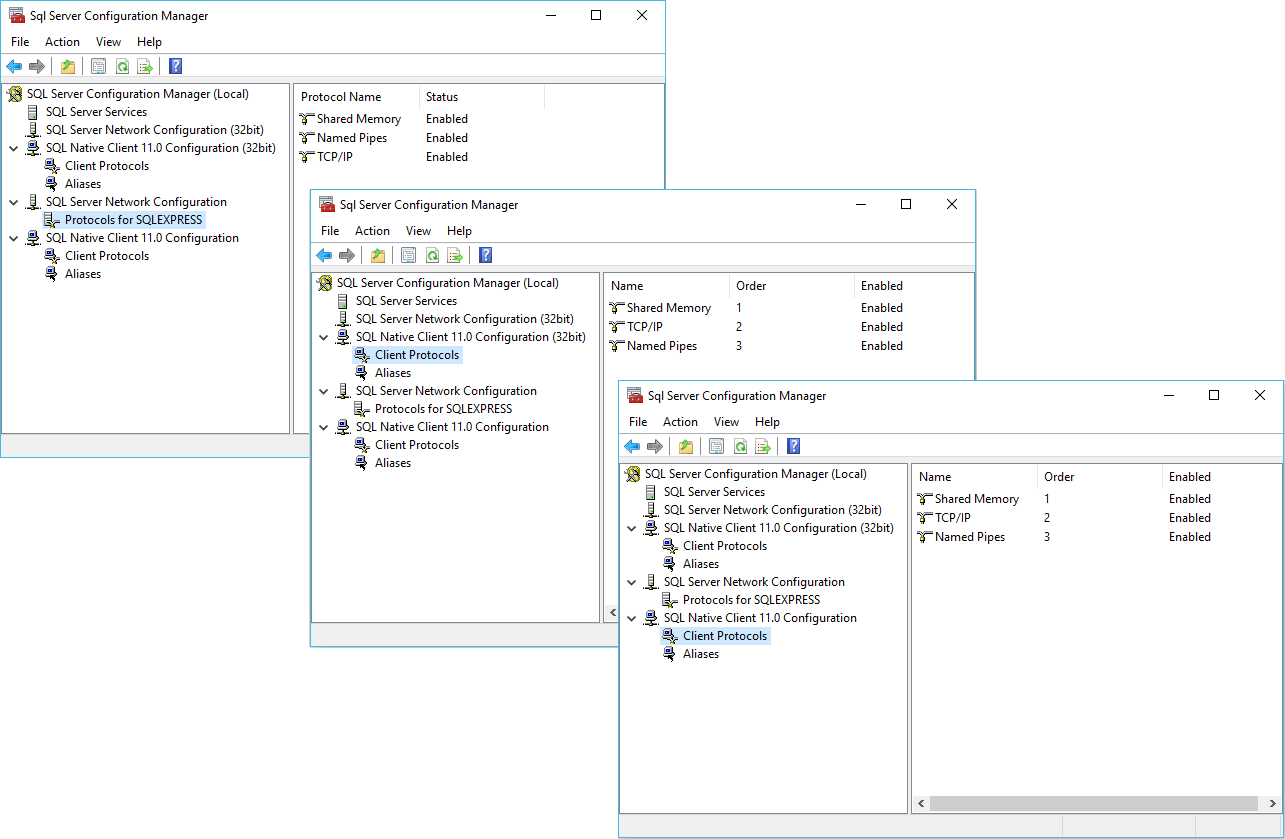 Screenshot of protocols in SQL Server Configuration for EventPro Software