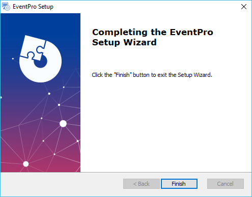 Screenshot of EventPro Software stand alone installation wizard complete