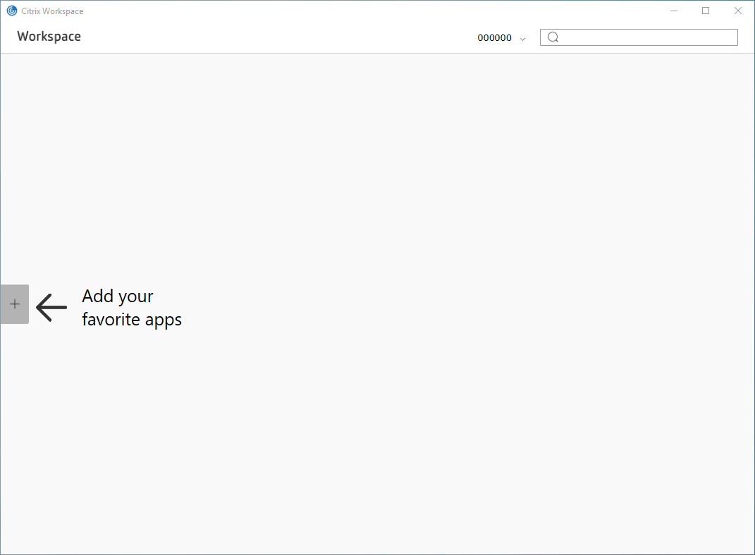 Screenshot of Citrix Workspace before adding apps