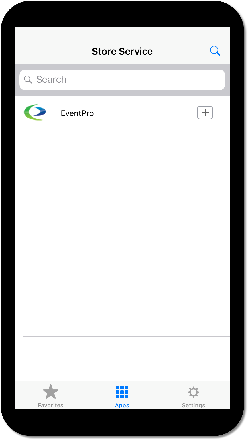 Screenshot of EventPro Cloud app in Citrix Store Service on mobile phone