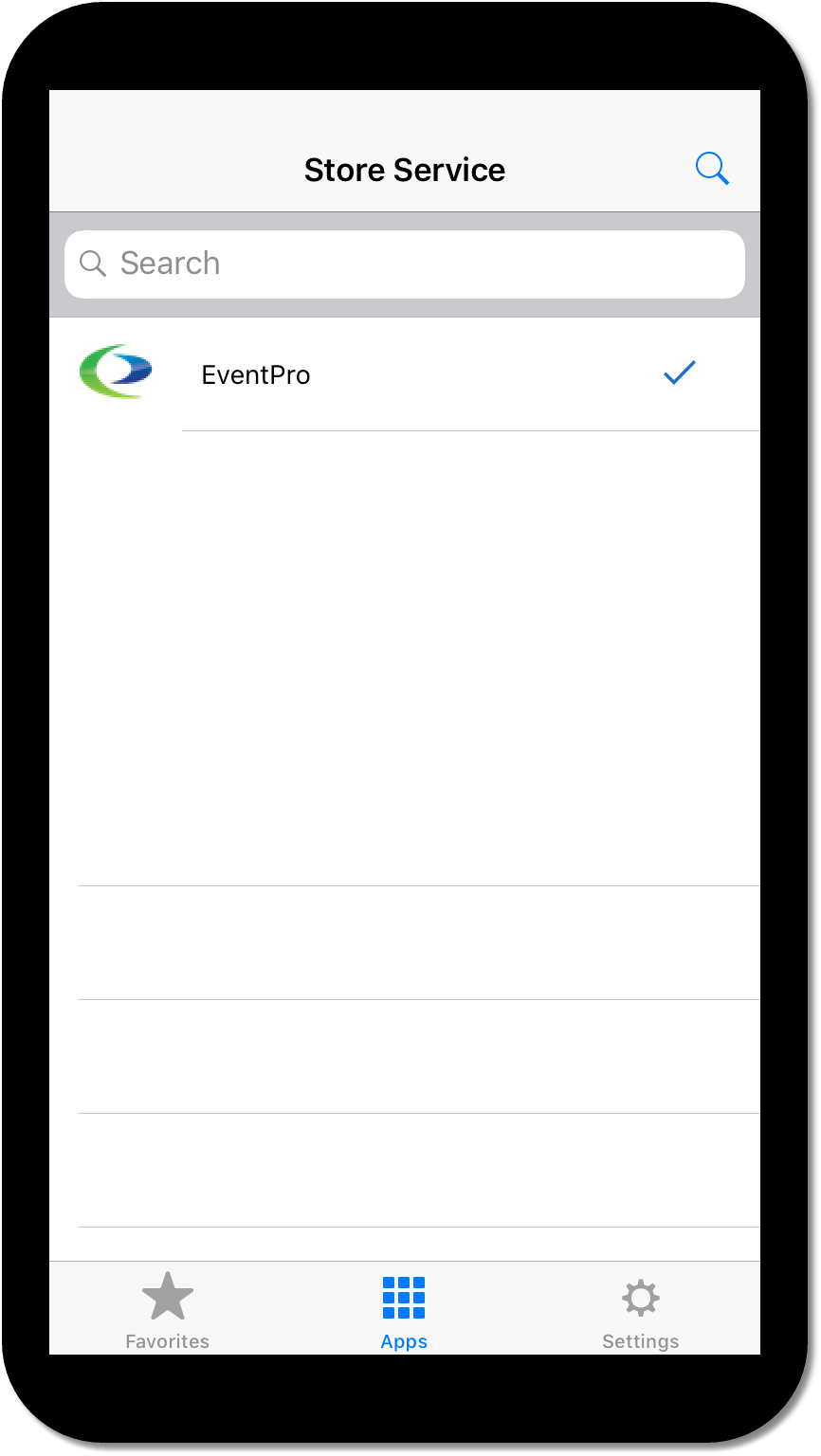 Screenshot of EventPro Cloud app in Citrix Store Service on mobile phone